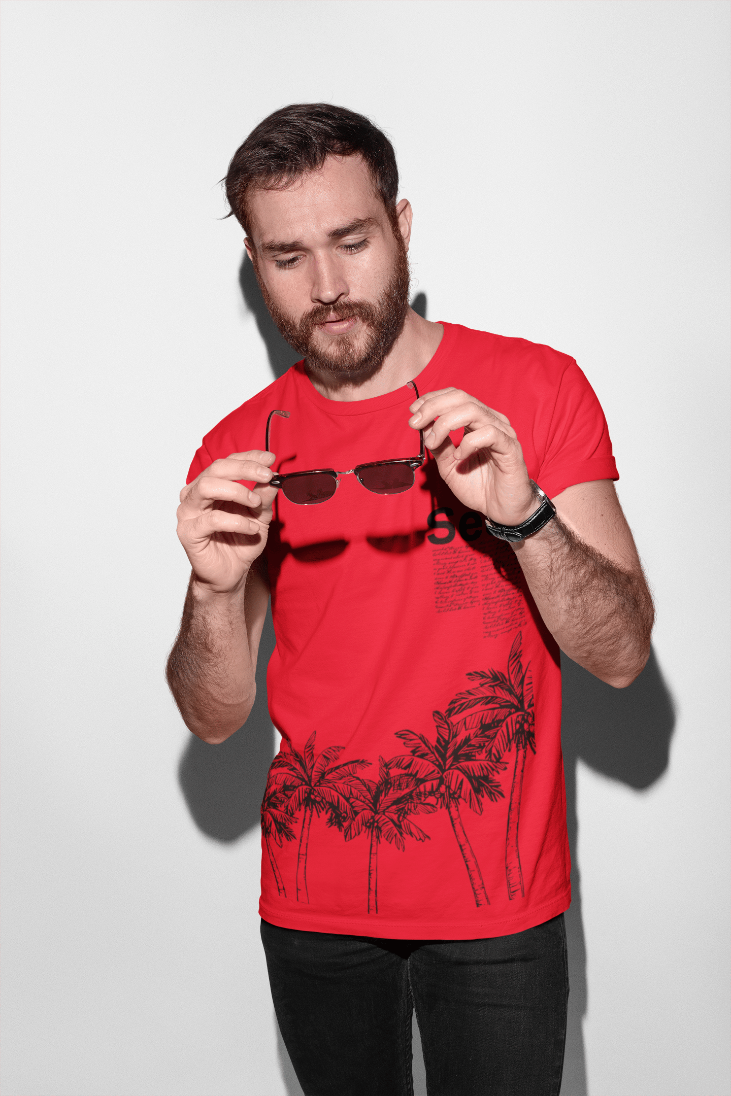     			LAMATE Cotton Blend Regular Fit Printed Half Sleeves Men's Round T-Shirt - Red ( Pack of 1 )