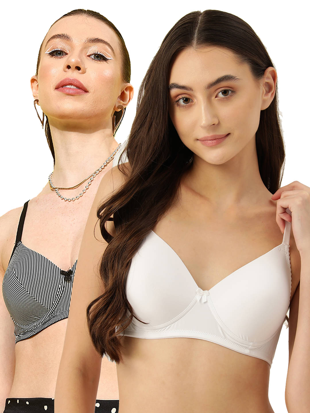     			Leading Lady Pack of 2 Nylon Lightly Padded T-Shirt Bra For Women ( Dark Grey )
