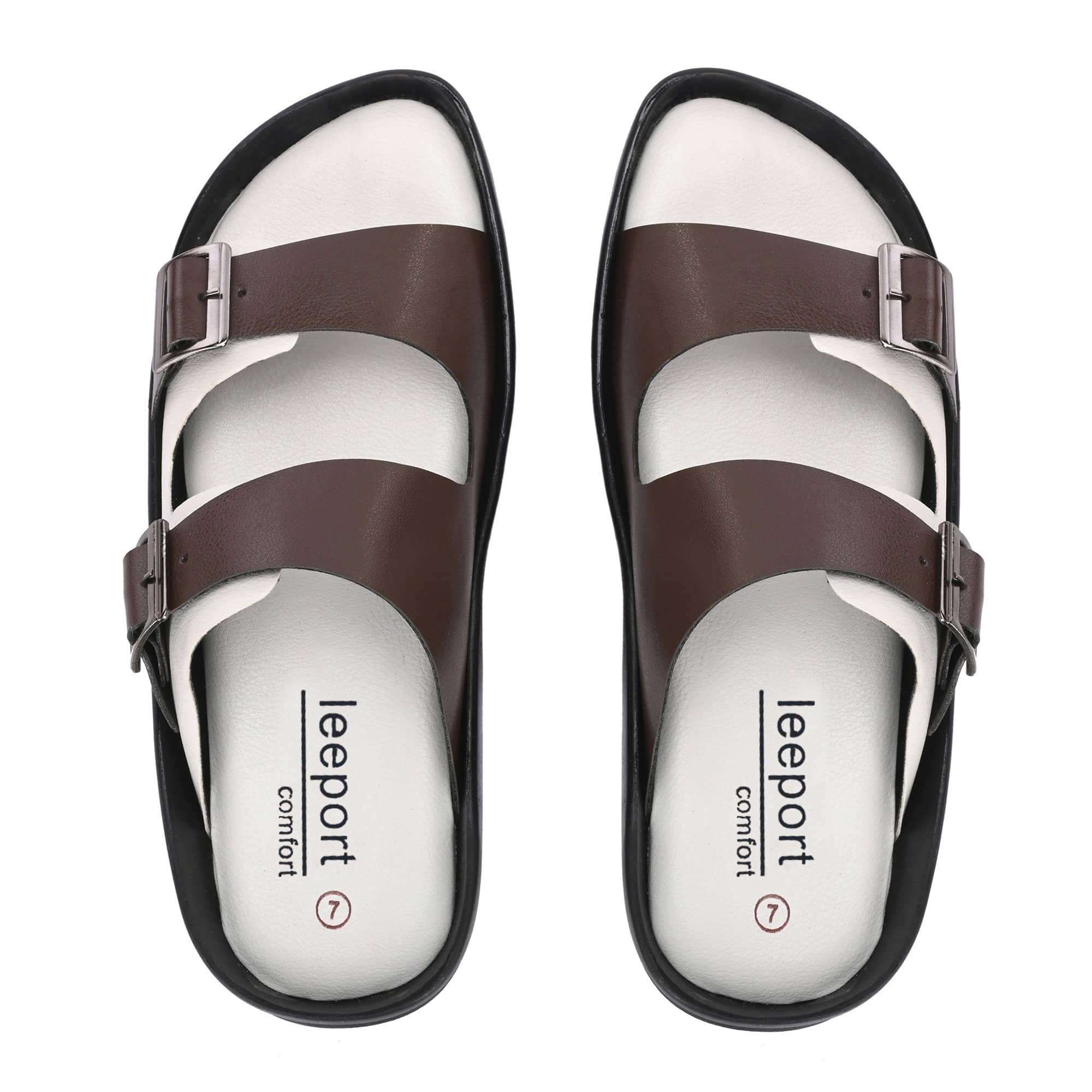 Leeport White Men's Leather Slipper