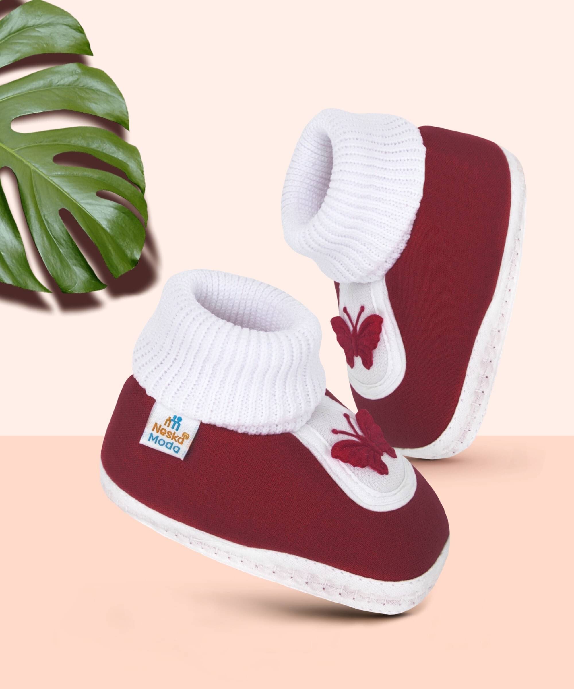     			Neska Moda - Maroon Booties For Baby Boy & Baby Girl 6-12 Months ( Pack of 1 )