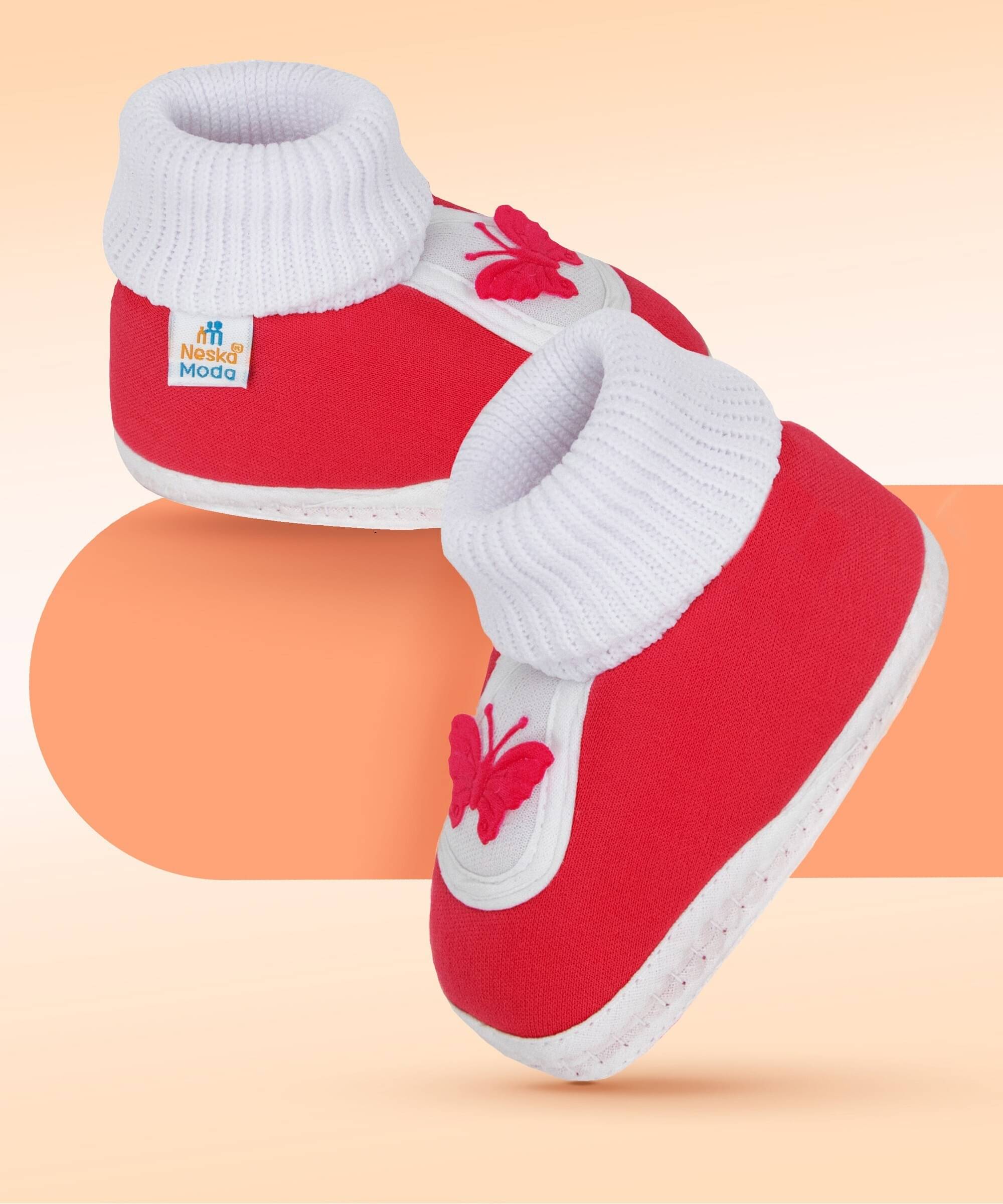     			Neska Moda - Red Booties For Baby Boy & Baby Girl 6-12 Months ( Pack of 1 )