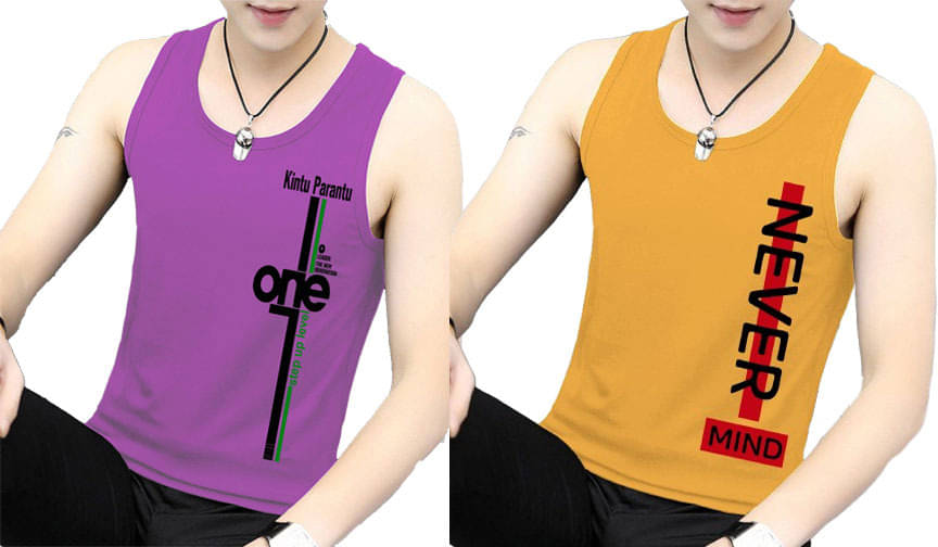 Parona Pack of 2 Polyester Gym Vest For Men ( Multicolor9 ) Parona Pack of 2 Polyester Gym Vest For Men ( Multicolor9 )