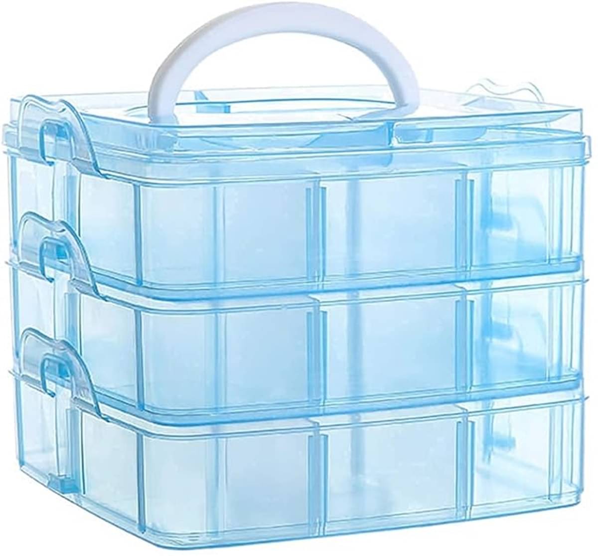 Plastic 3 Layer 18 Grid Transparent Make Up/Cosmetic/Jewellery Storage Box Organiser Box Plastic 3 Layer 18 Grid Transparent Make Up/Cosmetic/Jewellery Storage Box Organiser Box