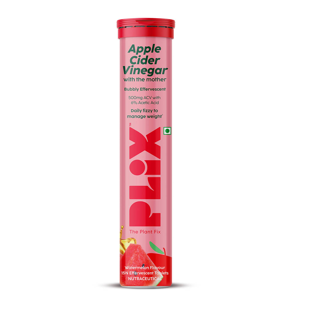 Plix Apple Cider Vinegar 15 Effervescent Tablets Watermelon Flavour with Vitamin B12 (15 No) Plix Apple Cider Vinegar 15 Effervescent Tablets Watermelon Flavour with Vitamin B12 (15 No)