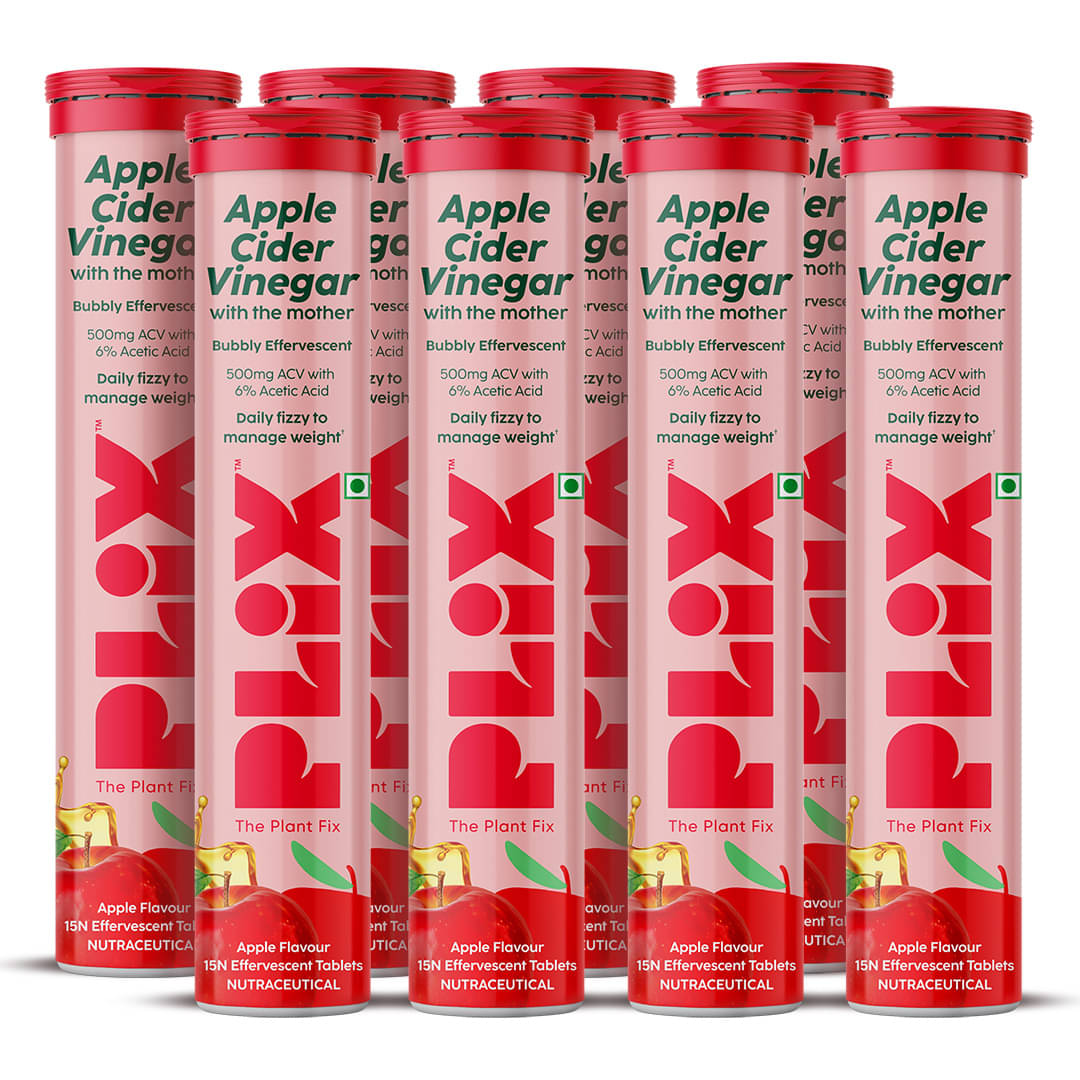     			Plix Apple Cider Vinegar Effervescent Tablet with mother,Vit B6 & B12 for weight loss(8 x 15 No)