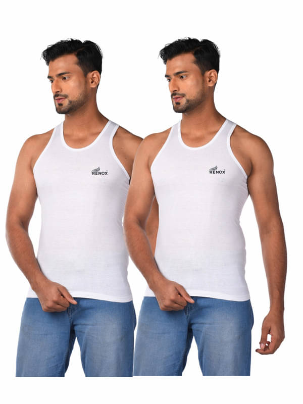 Renox Pack of 2 Cotton Basic Vest For Men ( White ) Renox Pack of 2 Cotton Basic Vest For Men ( White )