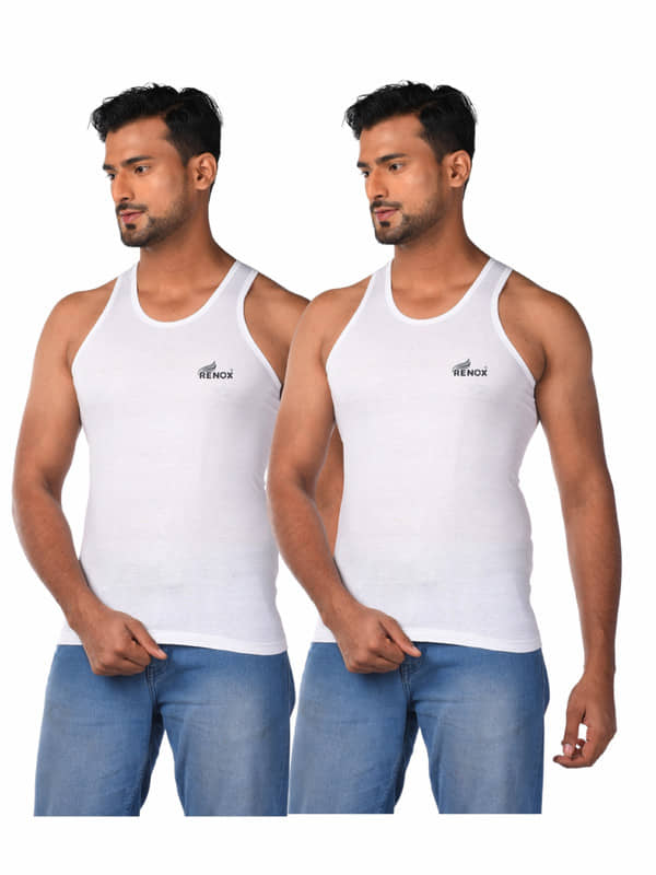 Renox Pack of 2 Cotton Basic Vest For Men ( White ) - Nightwear & Loungewear | Buy online on ZillyBuy