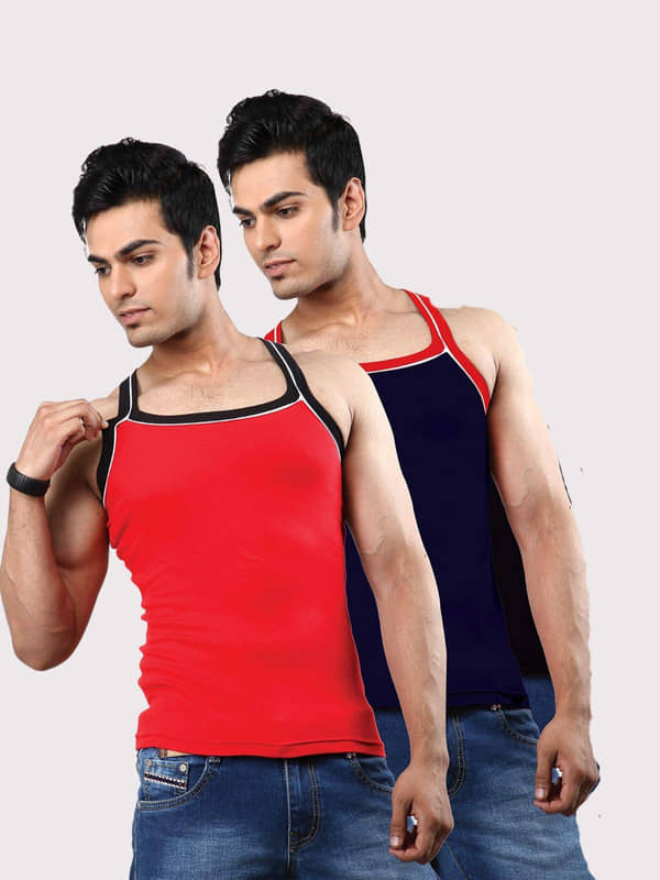 Renox Pack of 2 Cotton Gym Vest For Men ( Multi ) - Nightwear & Loungewear | Buy online on ZillyBuy