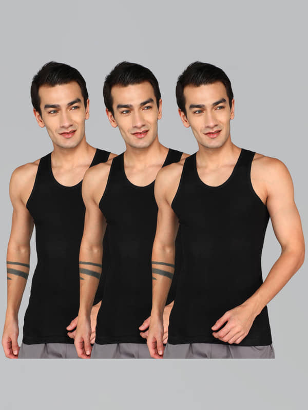 Renox Pack of 3 Cotton Tank For Men ( Black ) - Nightwear & Loungewear | Buy online on ZillyBuy
