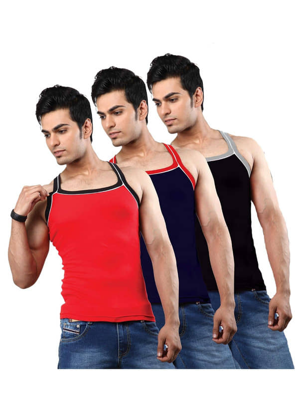 Renox Pack of 3 Cotton Gym Vest For Men ( Multi ) - Nightwear & Loungewear | Buy online on ZillyBuy