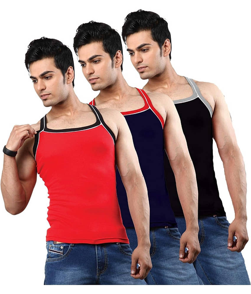 Renox Pack of 3 Cotton Gym Vest For Men ( Multi ) - Nightwear & Loungewear | Buy online on ZillyBuy
