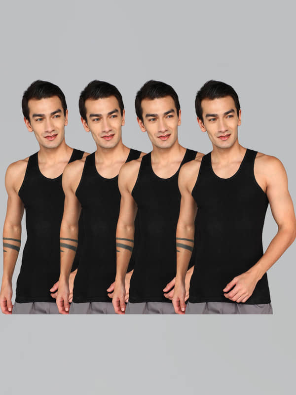 Renox Pack of 4 Cotton Tank For Men ( Black ) - Nightwear & Loungewear | Buy online on ZillyBuy
