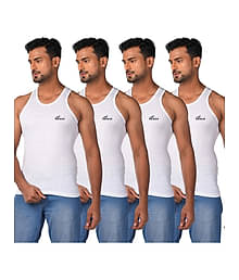 Renox Pack of 4 Cotton Basic Vest For Men ( White )