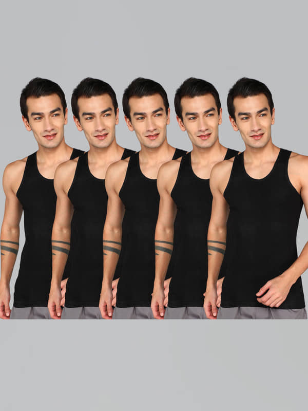 Renox Pack of 5 Cotton Tank For Men ( Black ) - Nightwear & Loungewear | Buy online on ZillyBuy