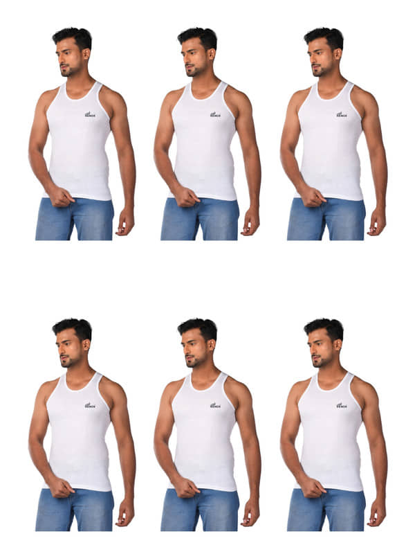 Renox Pack of 6 Cotton Basic Vest For Men ( White ) - Nightwear & Loungewear | Buy online on ZillyBuy