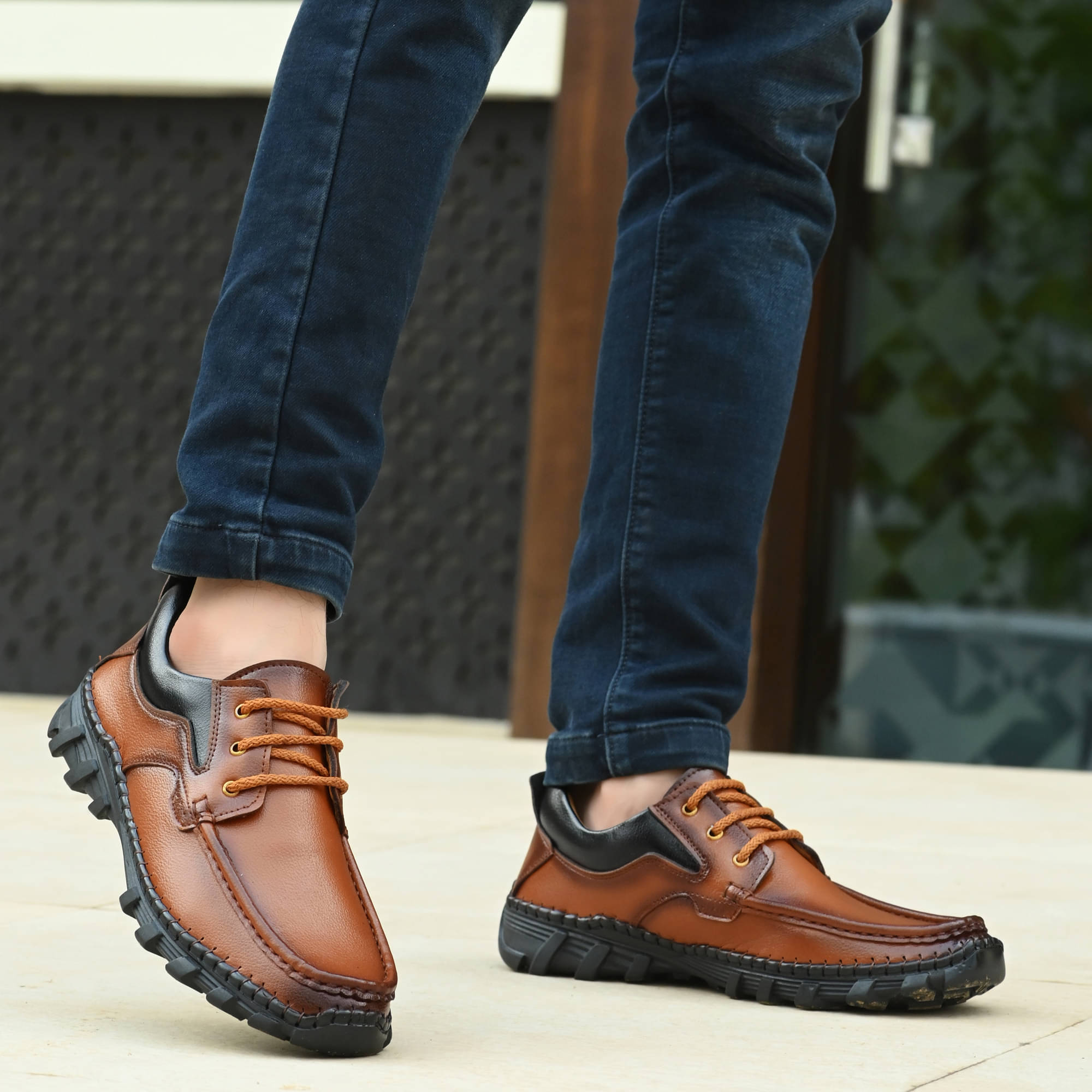 Rising Wolf Tan Men's Derby Formal Shoes     			Rising Wolf Tan Men's Derby Formal Shoes