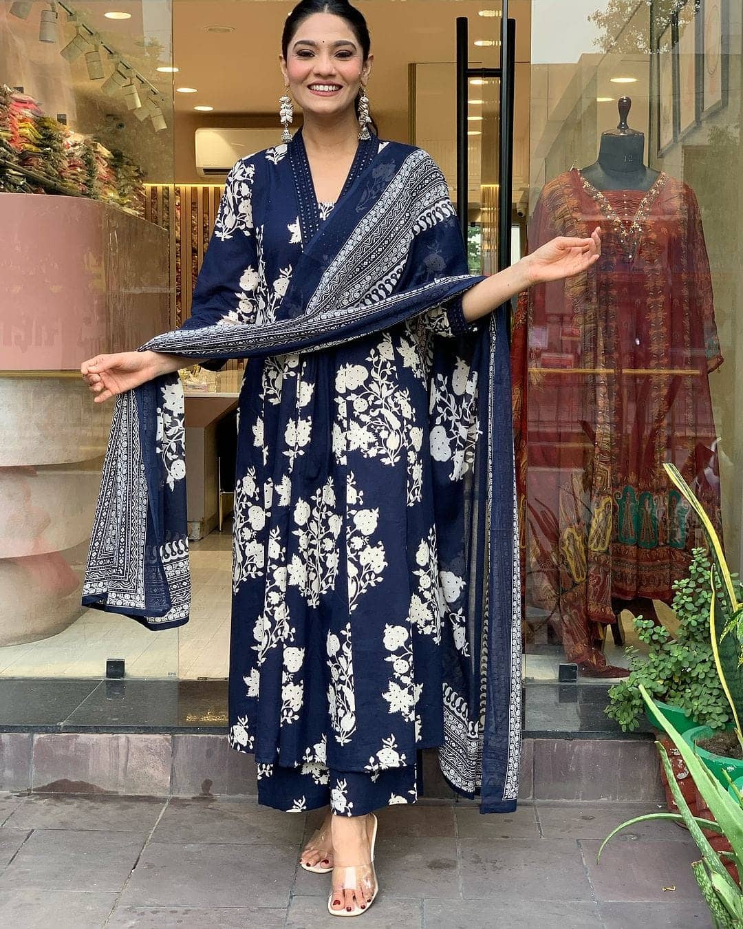 S & D Attire Rayon Printed Kurti With Pants Women's Stitched Salwar Suit - Blue ( Pack of 1 )