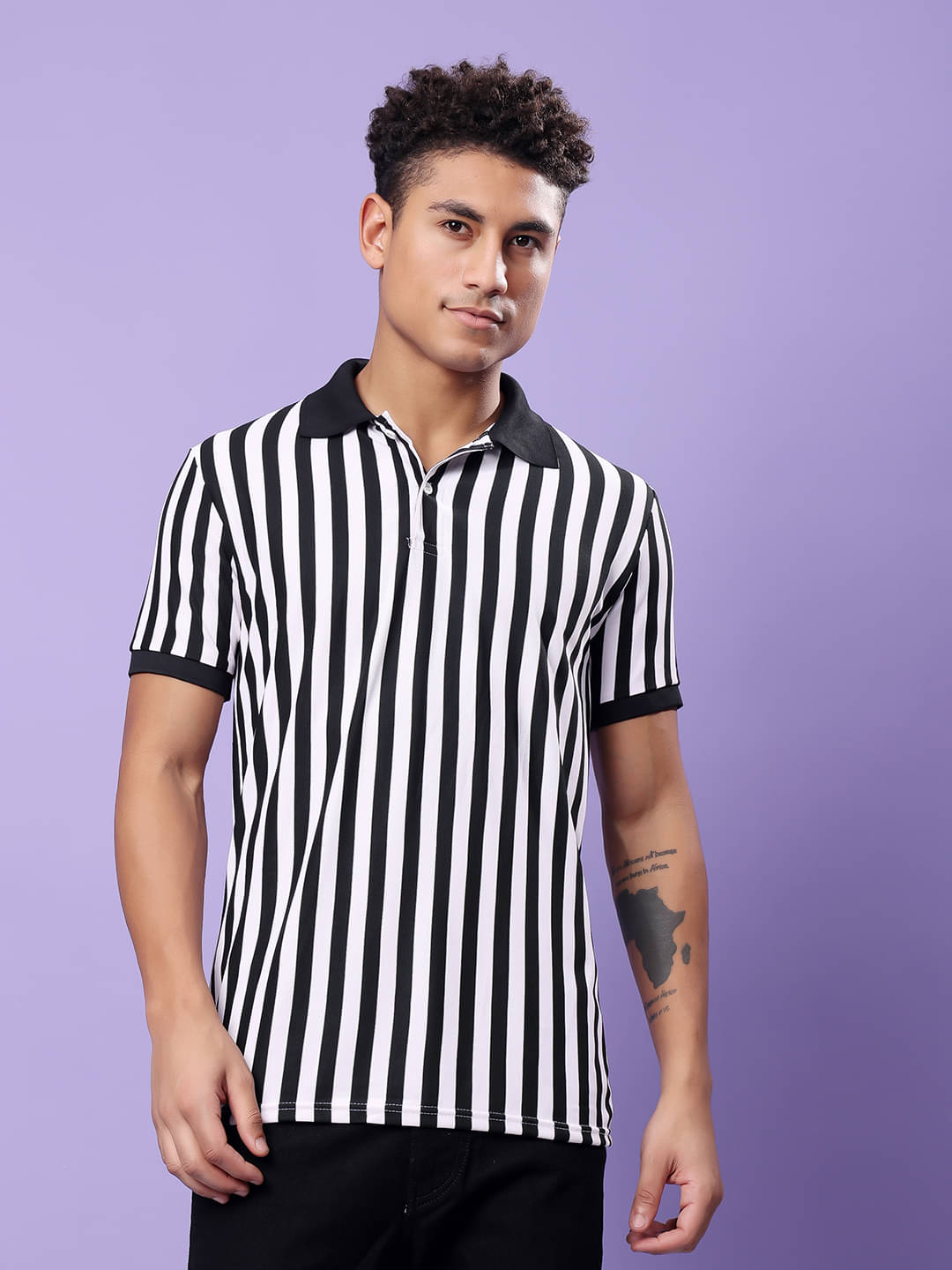 TQH Pack of 1 Polyester Regular Fit Striped Half Sleeves Men's Polo T Shirt ( Black ) TQH Pack of 1 Polyester Regular Fit Striped Half Sleeves Men's Polo T Shirt ( Black )