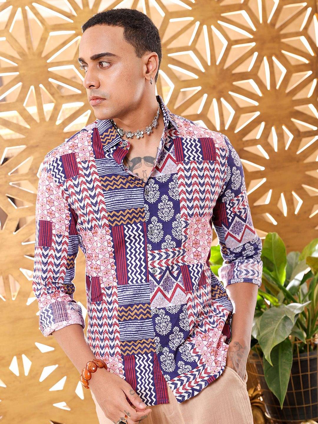     			The Indian Garage Co. 100% Cotton Slim Fit Printed Full Sleeves Men's Casual Shirt - Purple ( Pack of 1 )