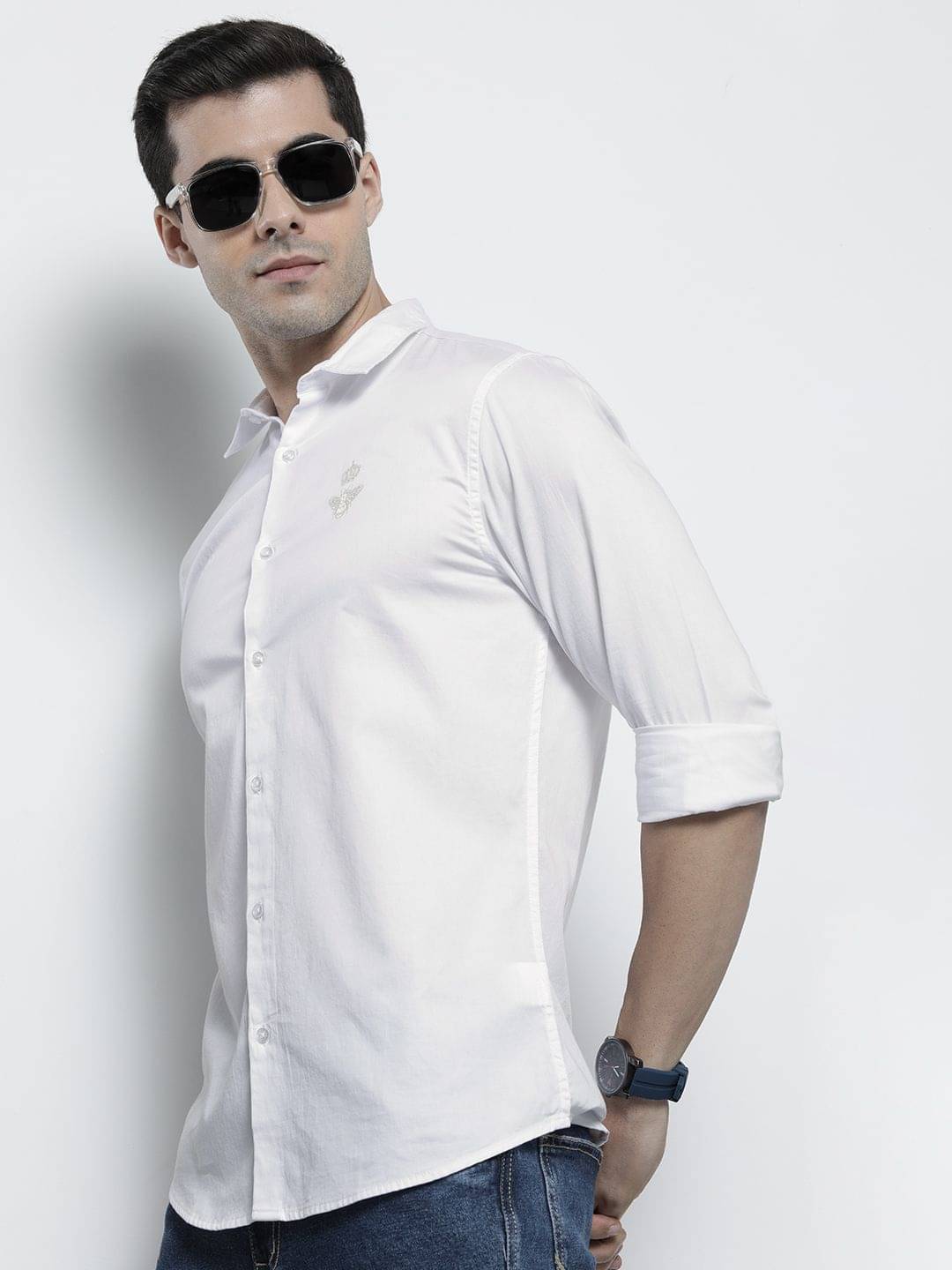     			The Indian Garage Co. 100% Cotton Regular Fit Solids Full Sleeves Men's Casual Shirt - White ( Pack of 1 )