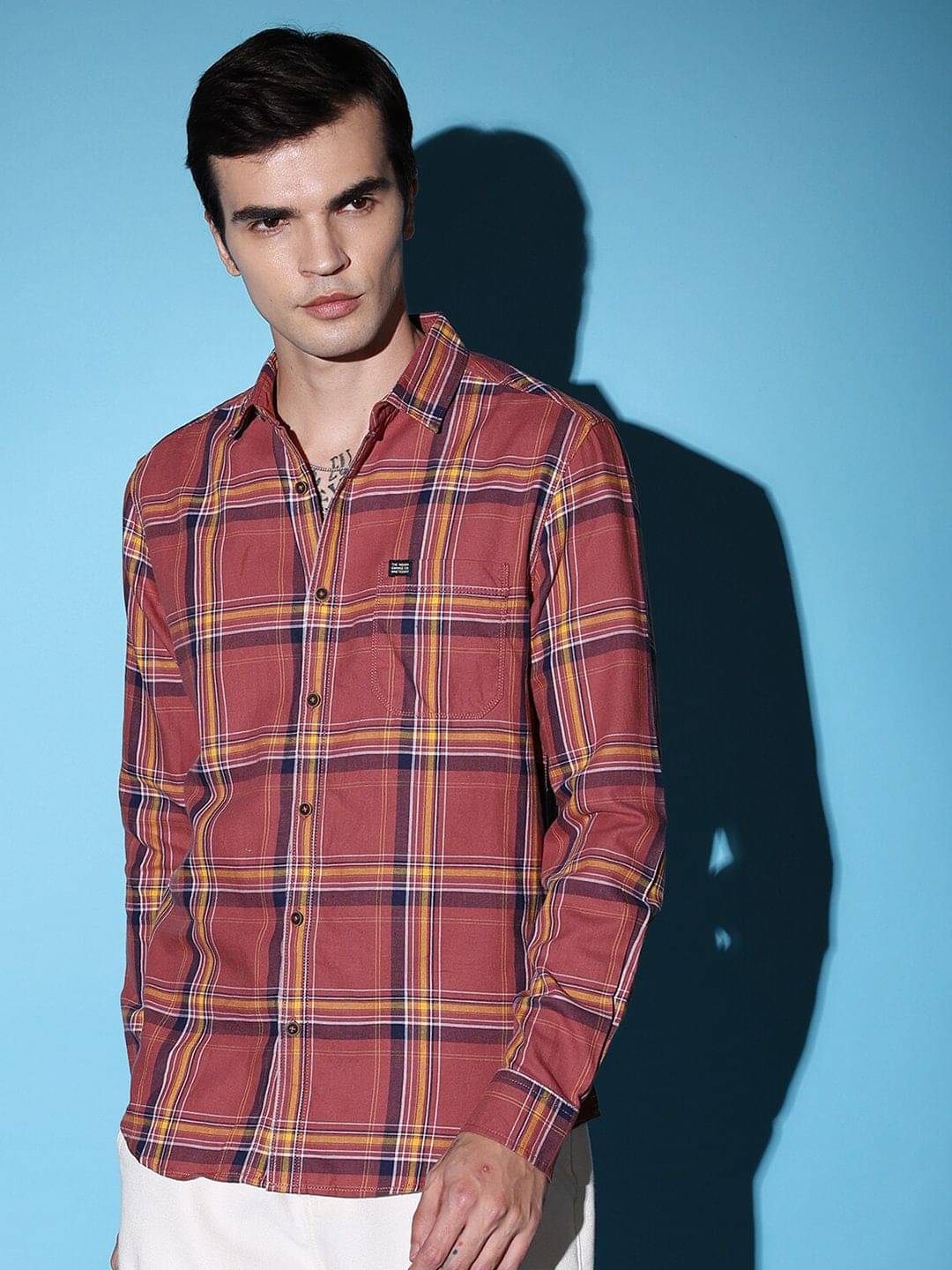 The Indian Garage Co. 100% Cotton Slim Fit Checks Full Sleeves Men's Casual Shirt - Rust ( Pack of 1 )     			The Indian Garage Co. 100% Cotton Slim Fit Checks Full Sleeves Men's Casual Shirt - Rust ( Pack of 1 )