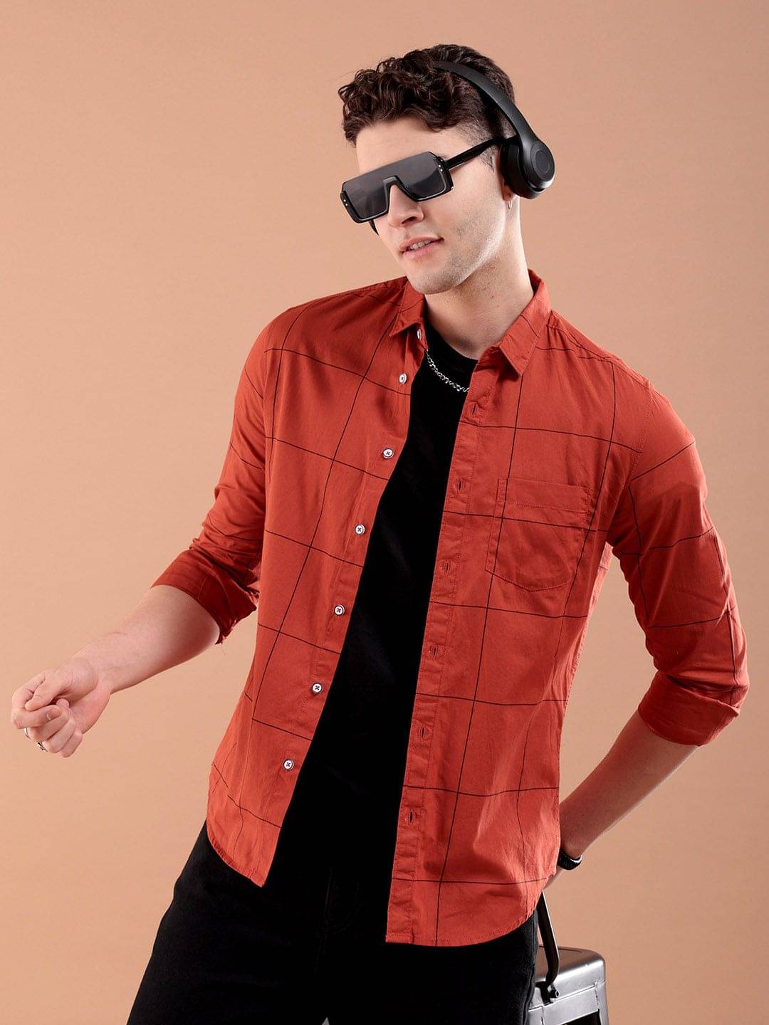     			The Indian Garage Co. 100% Cotton Slim Fit Checks Full Sleeves Men's Casual Shirt - Red ( Pack of 1 )