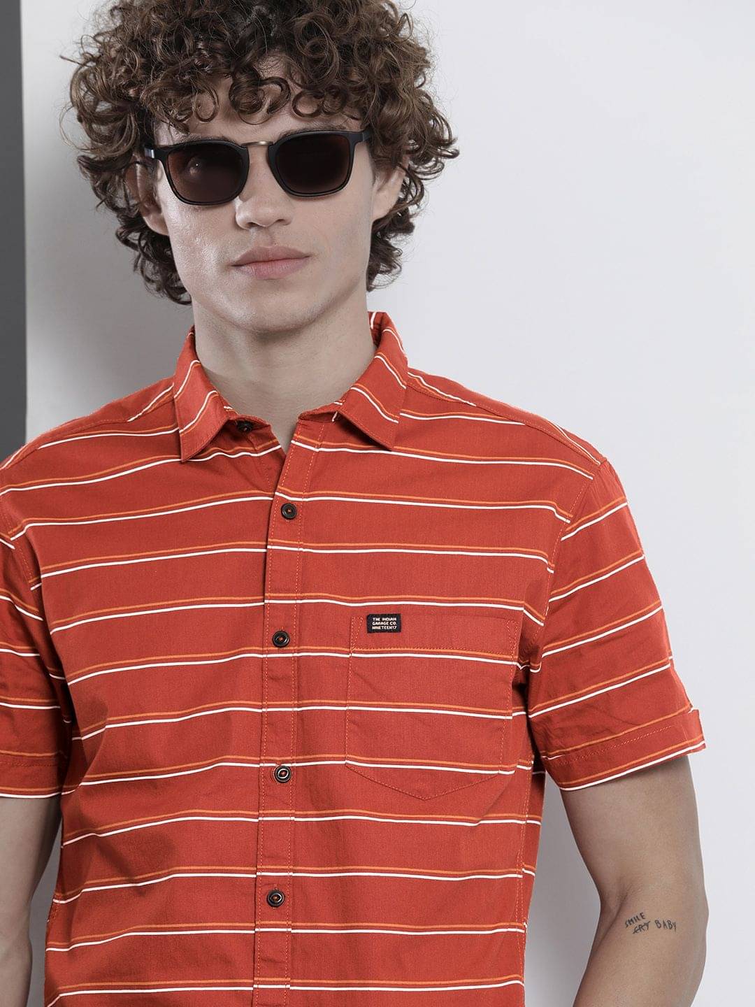 The Indian Garage Co. 100% Cotton Slim Fit Striped Half Sleeves Men's Casual Shirt - Rust ( Pack of 1 ) The Indian Garage Co. 100% Cotton Slim Fit Striped Half Sleeves Men's Casual Shirt - Rust ( Pack of 1 )