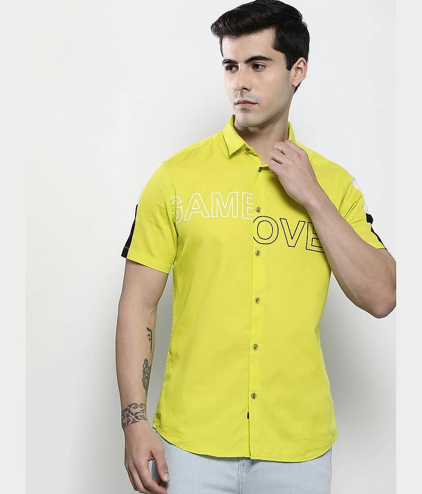 The Indian Garage Co. 100% Cotton Regular Fit Printed Half Sleeves Men's Casual Shirt - Green ( Pack of 1 )