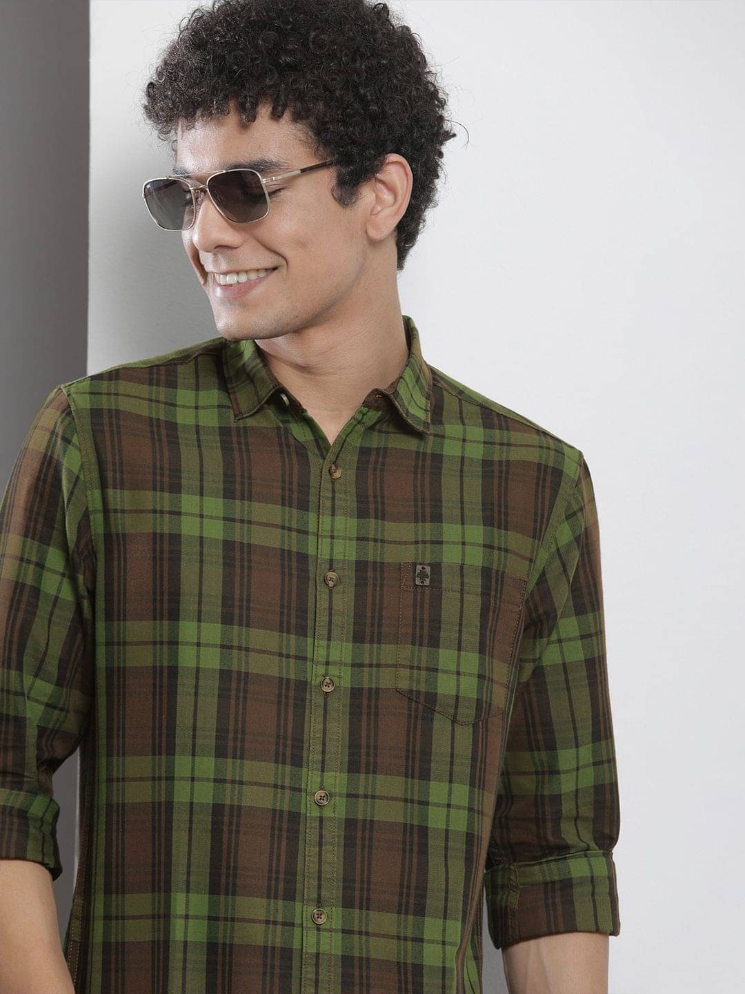 The Indian Garage Co. 100% Cotton Regular Fit Checks Full Sleeves Men's Casual Shirt - Green ( Pack of 1 ) The Indian Garage Co. 100% Cotton Regular Fit Checks Full Sleeves Men's Casual Shirt - Green ( Pack of 1 )