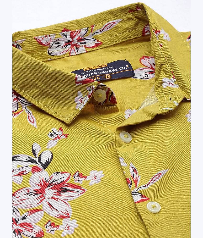 The Indian Garage Co. 100% Cotton Slim Fit Printed Full Sleeves Men's Casual Shirt - Yellow ( Pack of 1 )