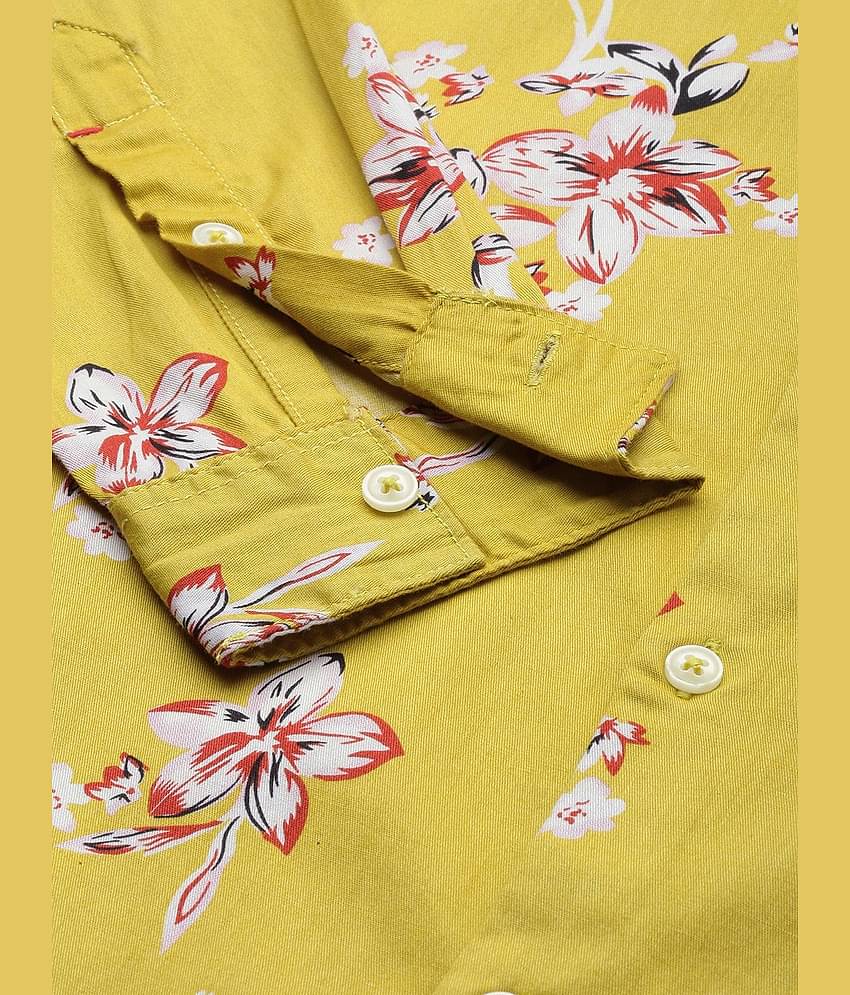 The Indian Garage Co. 100% Cotton Slim Fit Printed Full Sleeves Men's Casual Shirt - Yellow ( Pack of 1 )