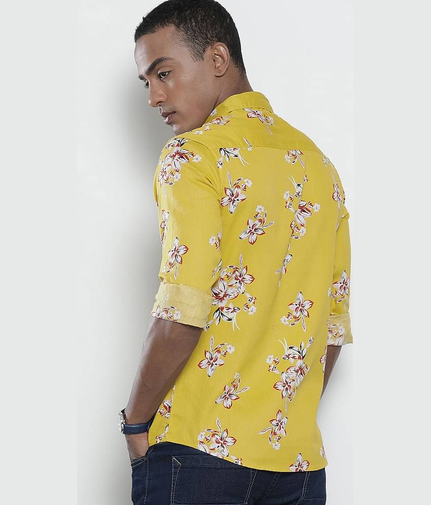 The Indian Garage Co. 100% Cotton Slim Fit Printed Full Sleeves Men's Casual Shirt - Yellow ( Pack of 1 )