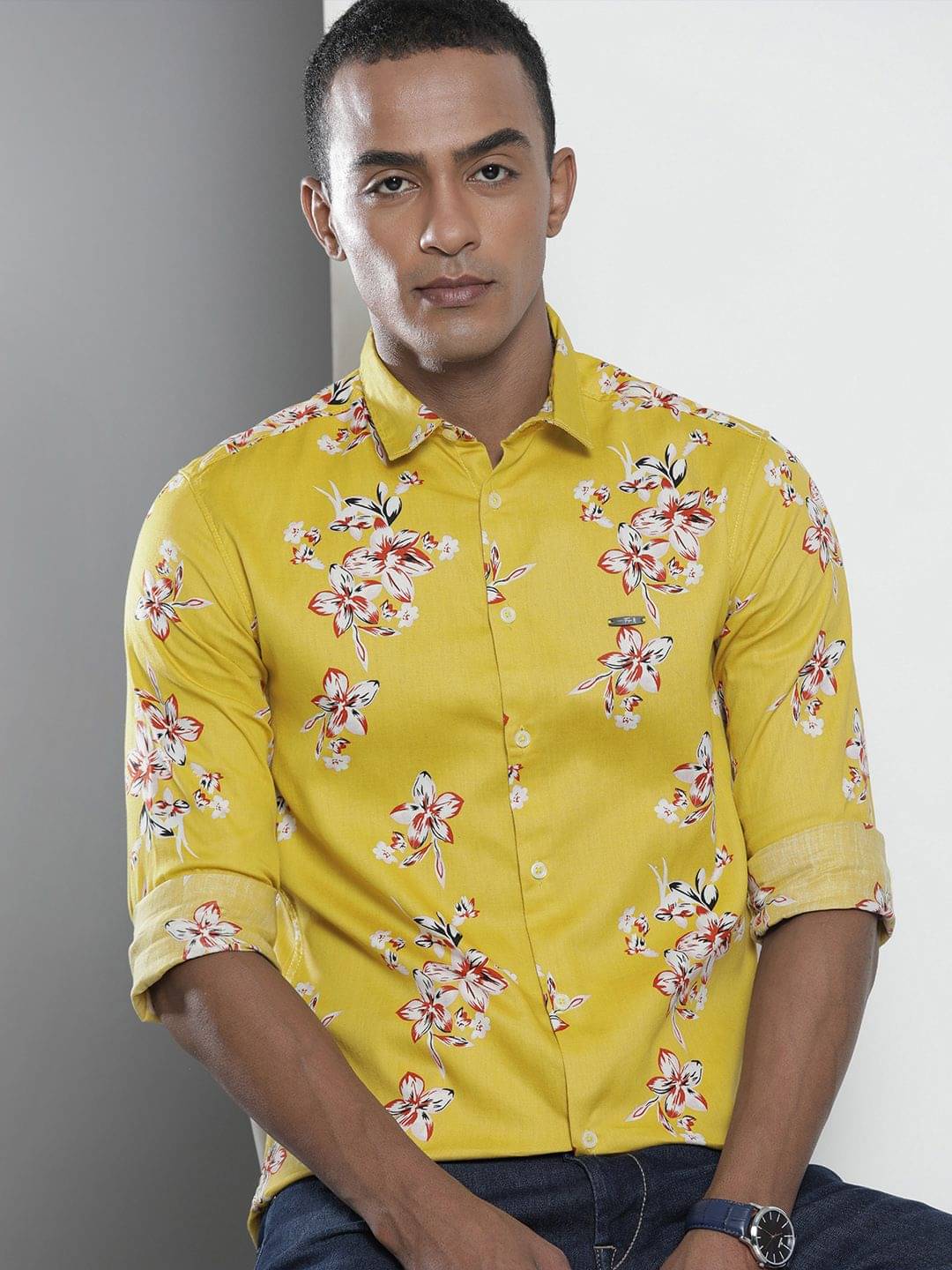 The Indian Garage Co. 100% Cotton Slim Fit Printed Full Sleeves Men's Casual Shirt - Yellow ( Pack of 1 )     			The Indian Garage Co. 100% Cotton Slim Fit Printed Full Sleeves Men's Casual Shirt - Yellow ( Pack of 1 )