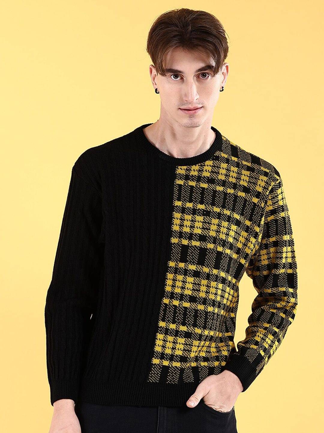     			The Indian Garage Co. Acrylic Round Neck Men's Full Sleeves Pullover Sweater - Black ( Pack of 1 )