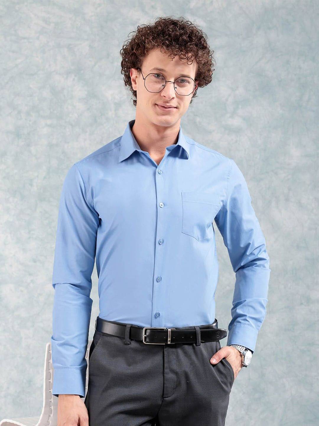 The Indian Garage Co. Cotton Slim Fit Full Sleeves Men's Formal Shirt - Blue ( Pack of 1 ) The Indian Garage Co. Cotton Slim Fit Full Sleeves Men's Formal Shirt - Blue ( Pack of 1 )