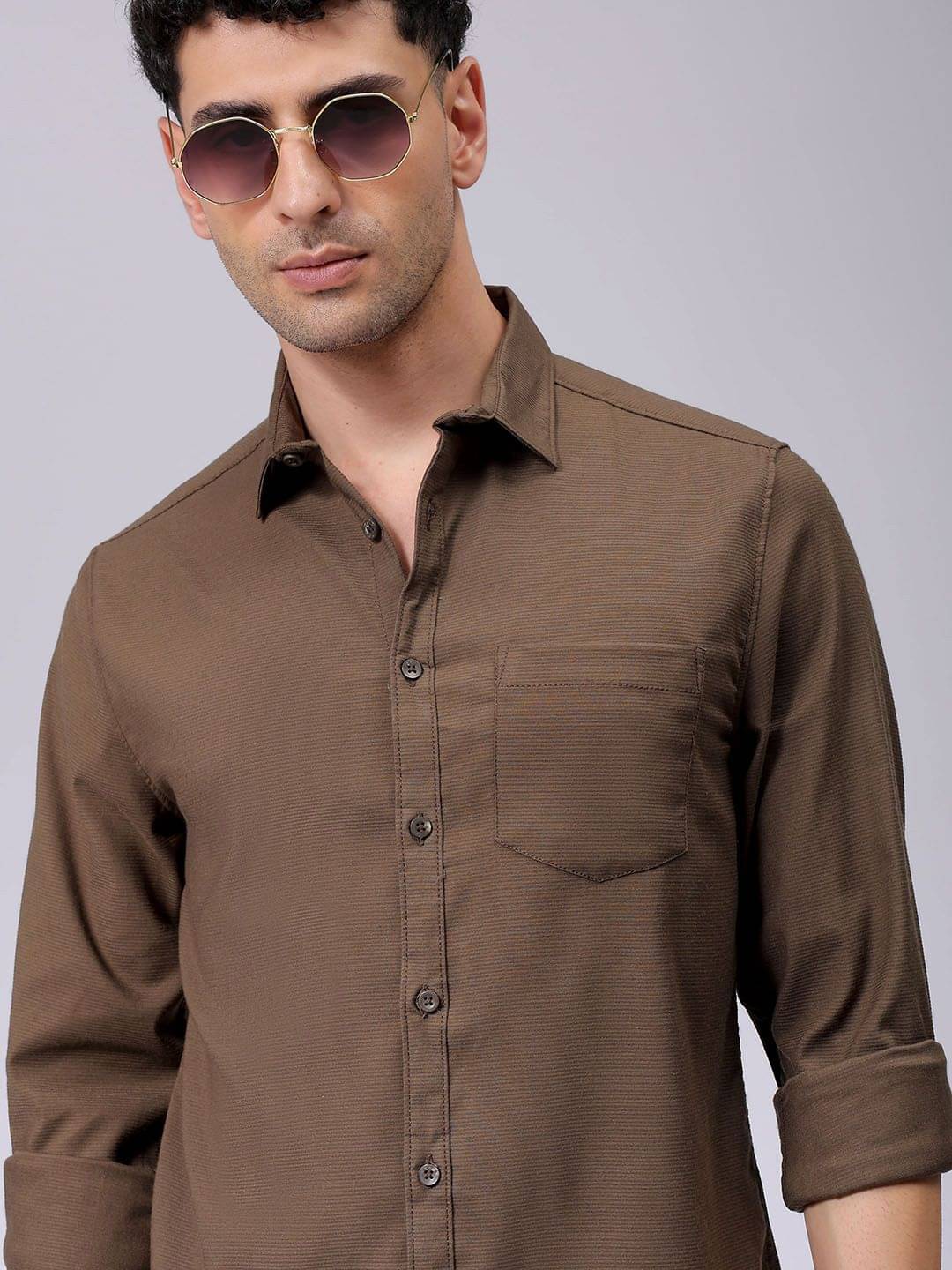     			The Indian Garage Co. Elastane Slim Fit Solids Full Sleeves Men's Casual Shirt - Olive ( Pack of 1 )