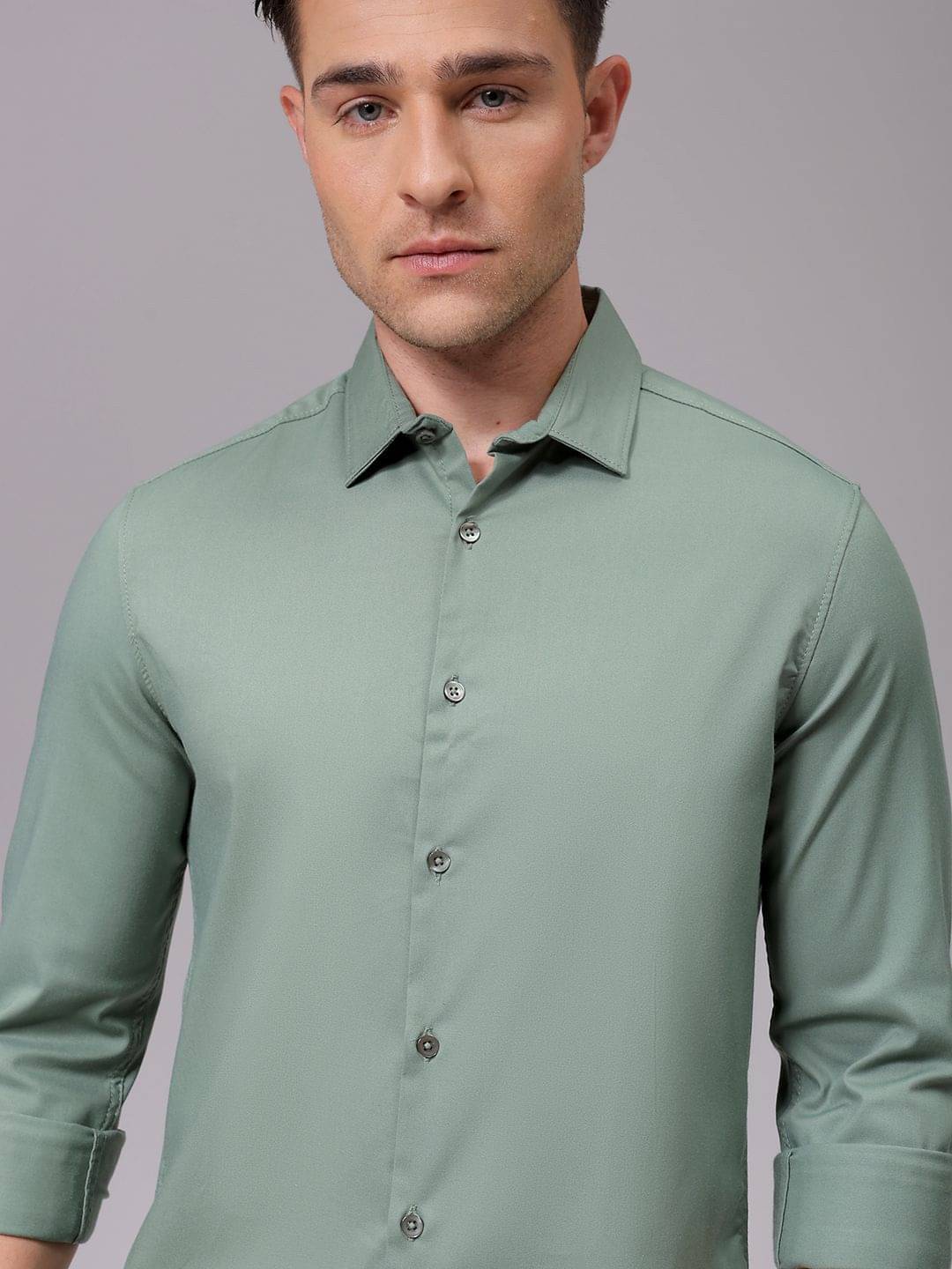     			The Indian Garage Co. Elastane Slim Fit Solids Full Sleeves Men's Casual Shirt - Green ( Pack of 1 )