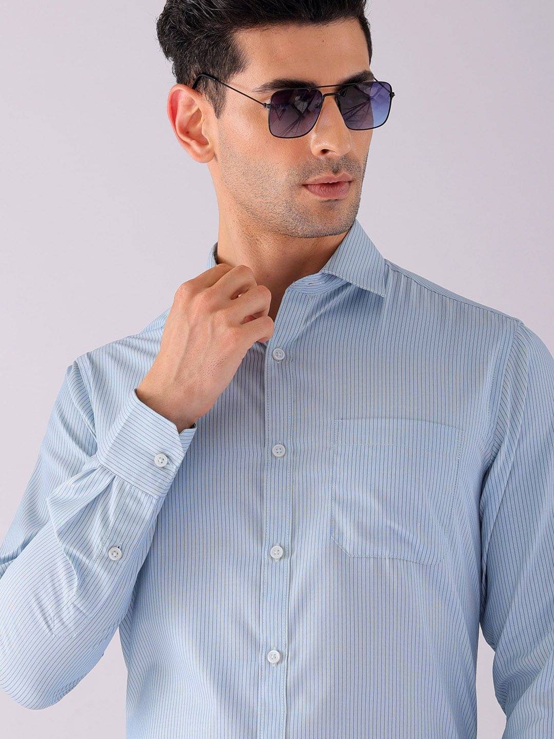 The Indian Garage Co. Poly Cotton Slim Fit Full Sleeves Men's Formal Shirt - Blue ( Pack of 1 ) The Indian Garage Co. Poly Cotton Slim Fit Full Sleeves Men's Formal Shirt - Blue ( Pack of 1 )