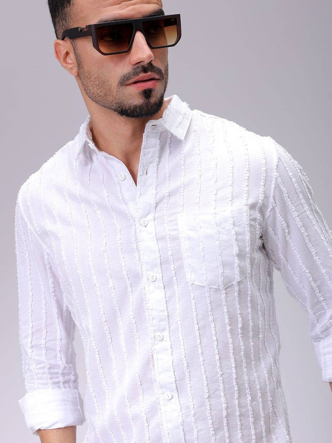 The Indian Garage Co. Poly Cotton Slim Fit Solids Full Sleeves Men's Casual Shirt - White ( Pack of 1 ) The Indian Garage Co. Poly Cotton Slim Fit Solids Full Sleeves Men's Casual Shirt - White ( Pack of 1 )