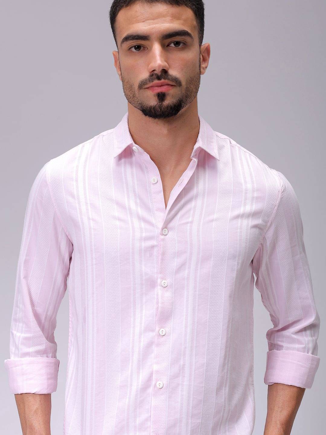    			The Indian Garage Co. Poly Cotton Slim Fit Solids Full Sleeves Men's Casual Shirt - Pink ( Pack of 1 )
