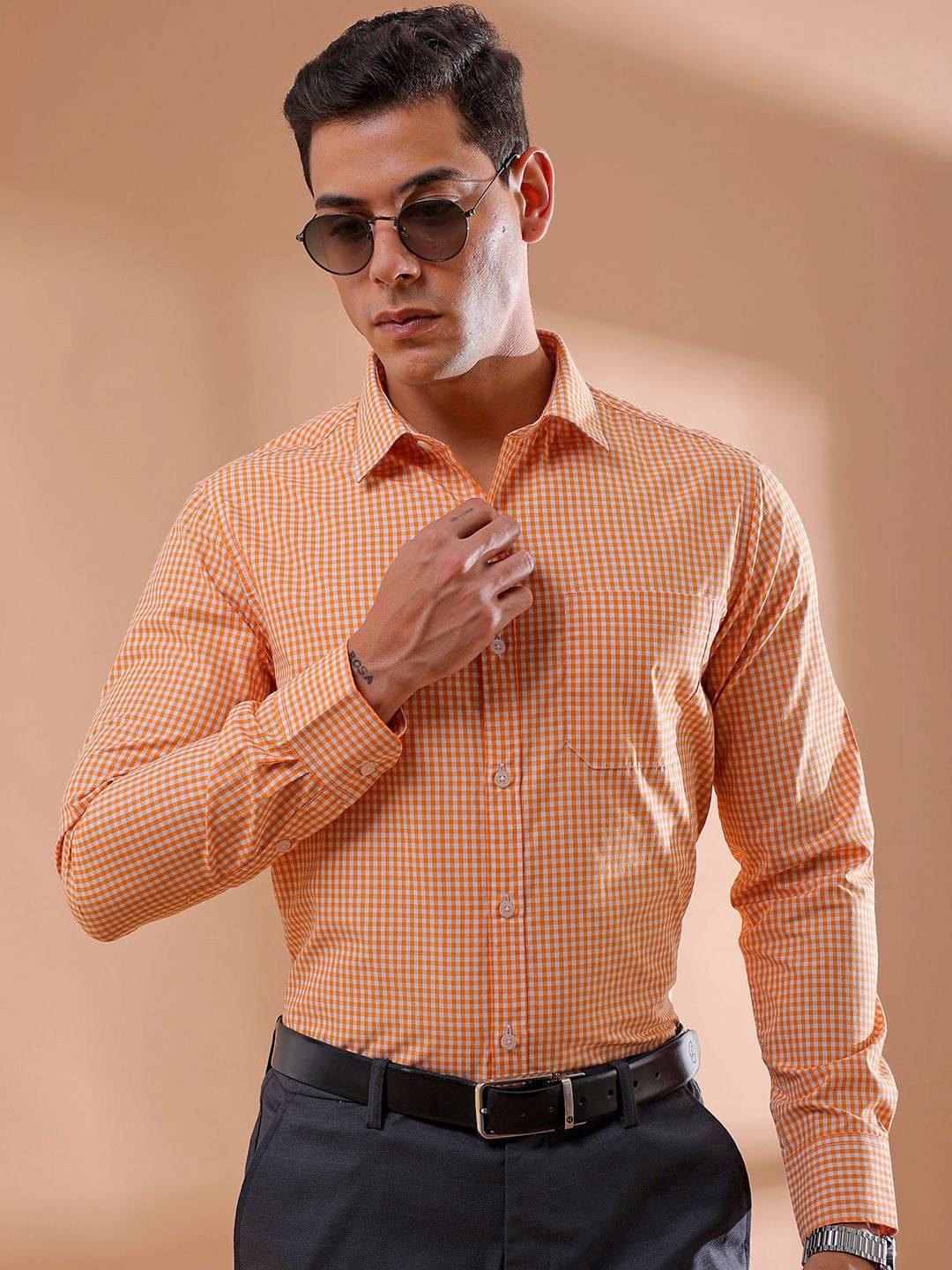 The Indian Garage Co. Poly Cotton Slim Fit Full Sleeves Men's Formal Shirt - Orange ( Pack of 1 ) The Indian Garage Co. Poly Cotton Slim Fit Full Sleeves Men's Formal Shirt - Orange ( Pack of 1 )