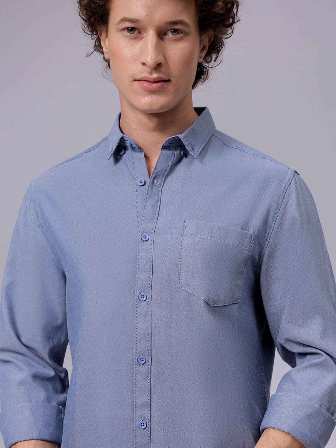     			The Indian Garage Co. Poly Cotton Slim Fit Solids Full Sleeves Men's Casual Shirt - Navy Blue ( Pack of 1 )