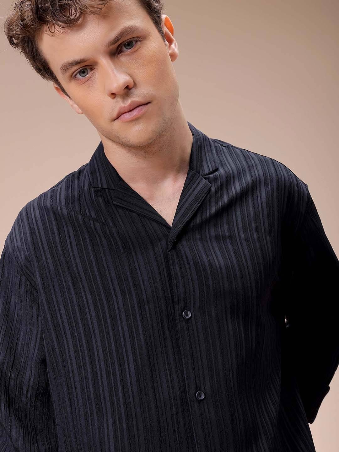     			The Indian Garage Co. Polyester Relaxed Fit Solids Full Sleeves Men's Casual Shirt - Black ( Pack of 1 )