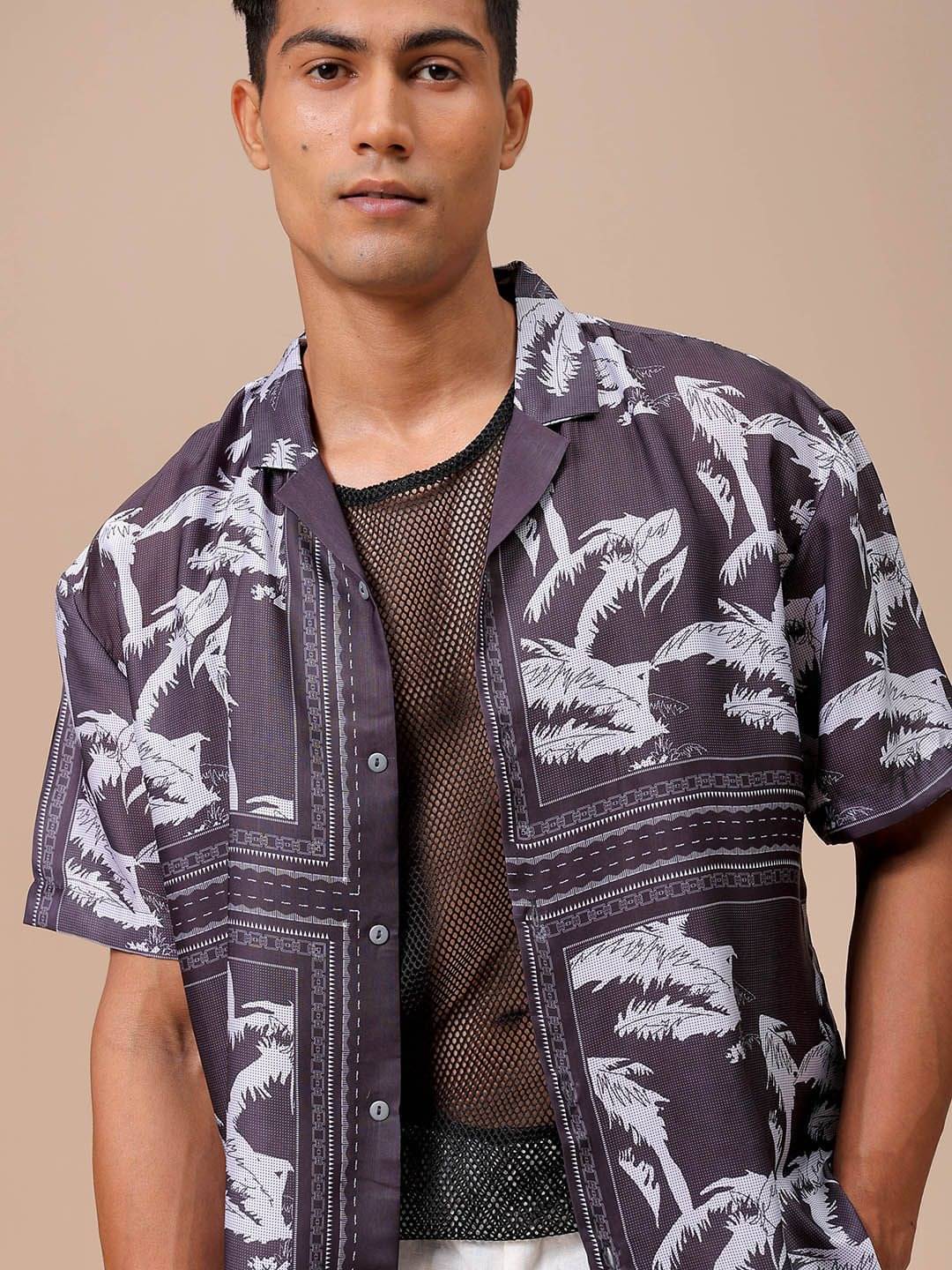 The Indian Garage Co. Polyester Relaxed Fit Printed Half Sleeves Men's Casual Shirt - Black ( Pack of 1 ) The Indian Garage Co. Polyester Relaxed Fit Printed Half Sleeves Men's Casual Shirt - Black ( Pack of 1 )