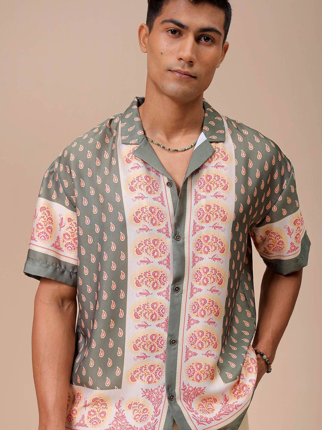 The Indian Garage Co. Polyester Relaxed Fit Printed Half Sleeves Men's Casual Shirt - Green ( Pack of 1 ) The Indian Garage Co. Polyester Relaxed Fit Printed Half Sleeves Men's Casual Shirt - Green ( Pack of 1 )