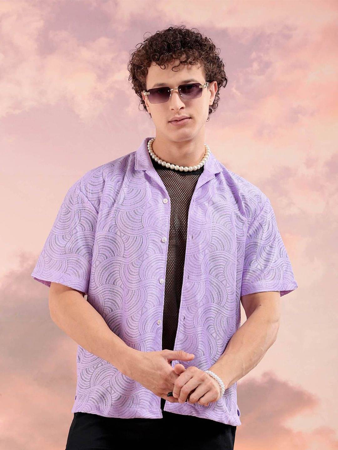 The Indian Garage Co. Polyester Relaxed Fit Solids Half Sleeves Men's Casual Shirt - Purple ( Pack of 1 )     			The Indian Garage Co. Polyester Relaxed Fit Solids Half Sleeves Men's Casual Shirt - Purple ( Pack of 1 )