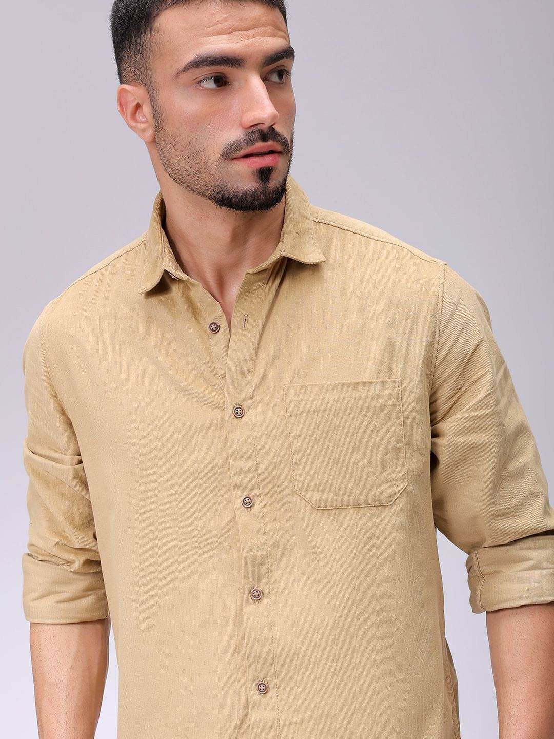 The Indian Garage Co. Polyester Regular Fit Solids Full Sleeves Men's Casual Shirt - Beige ( Pack of 1 ) The Indian Garage Co. Polyester Regular Fit Solids Full Sleeves Men's Casual Shirt - Beige ( Pack of 1 )