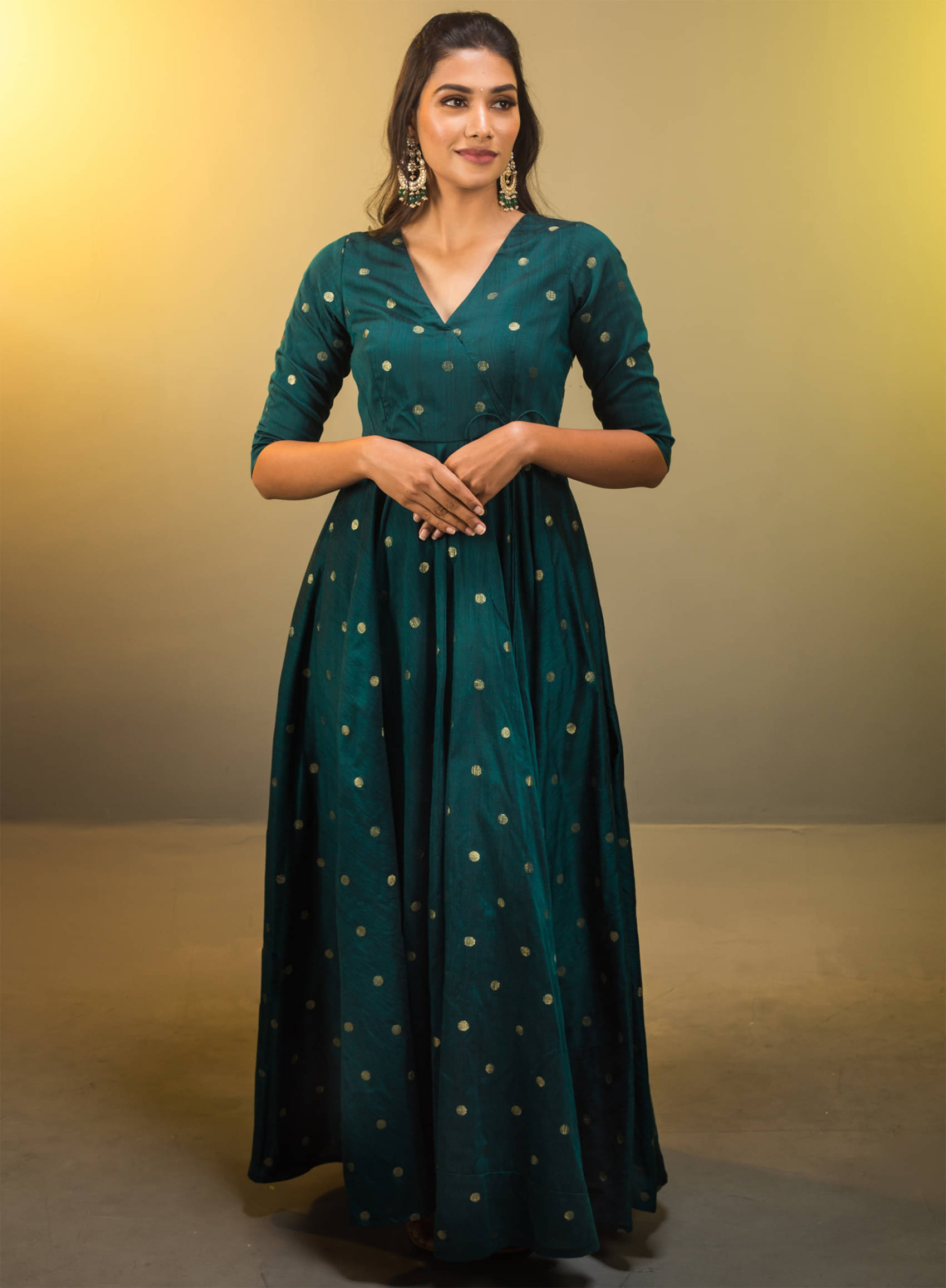 Trijal Fab Women Jacquard Printed Gown ( Blue ) Trijal Fab Women Jacquard Printed Gown ( Blue )