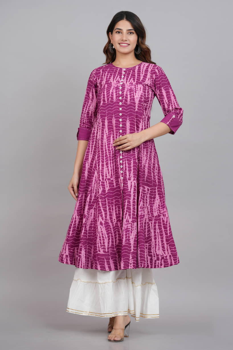     			Yash Gallery Pack of 1 Cotton Dyed Anarkali Women's Kurti - ( Teal )