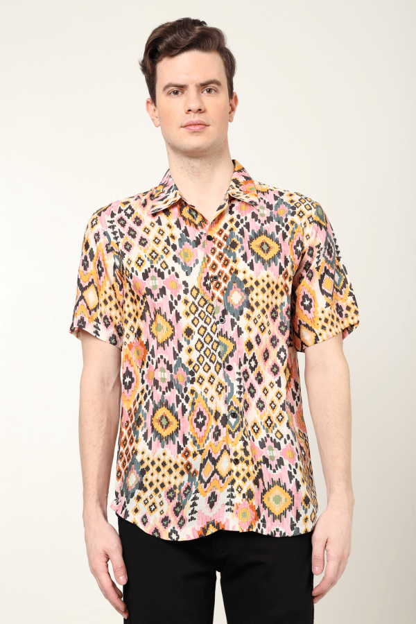 Yash Gallery Polyester Regular Fit Printed Half Sleeves Men's Casual Shirt - Multi ( Pack of 1 ) Yash Gallery Polyester Regular Fit Printed Half Sleeves Men's Casual Shirt - Multi ( Pack of 1 )